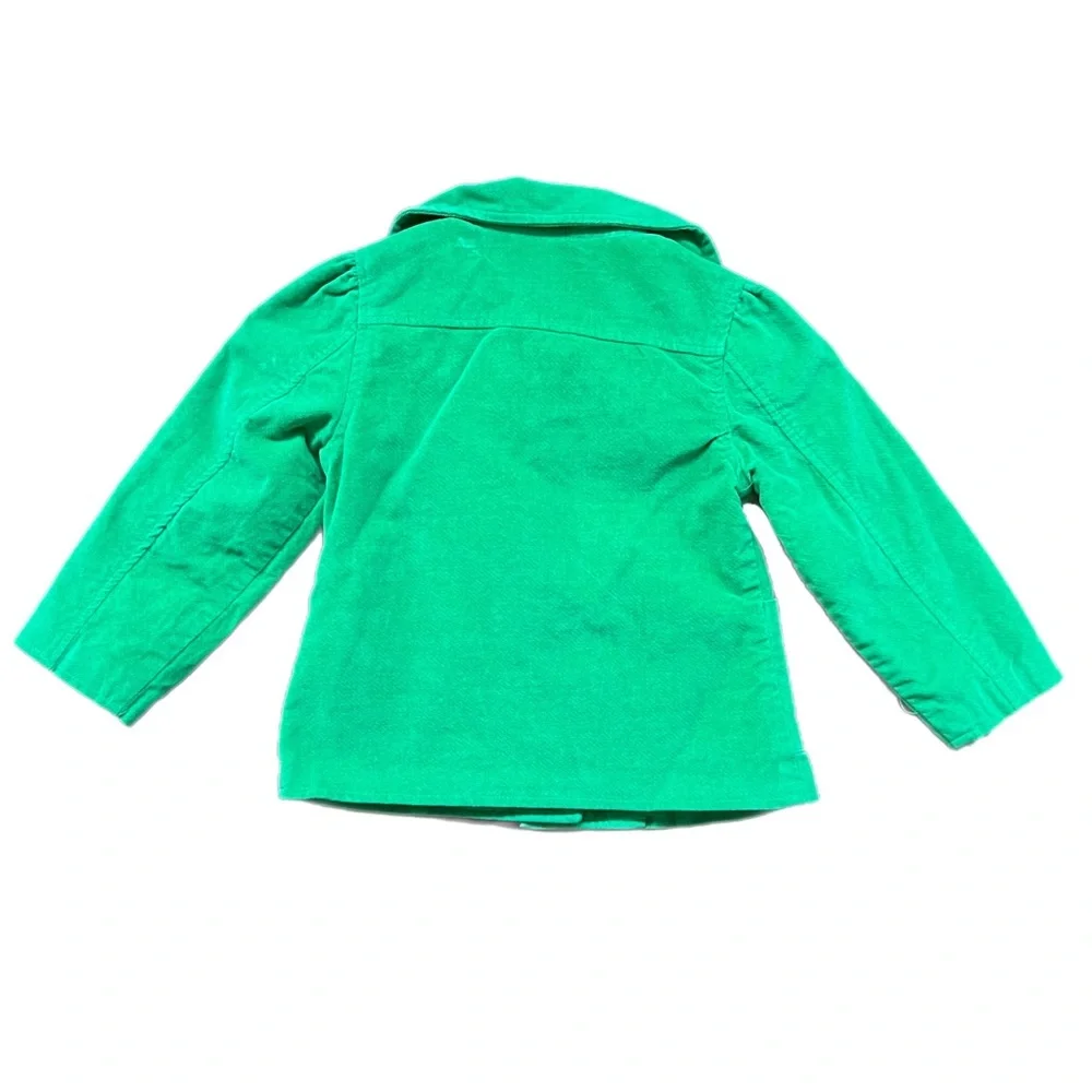 Gymboree Jacket Green‎ Corduroy Puff Sleeve Button Front Girls Size XS 4
